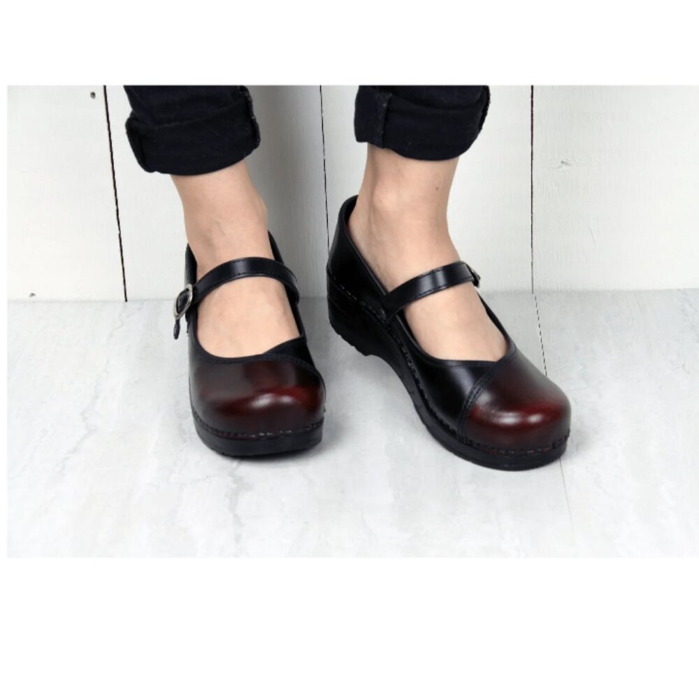 [NIB!] Sanita - Everly Mary Jane Clog Cabrio Leather | Black Bordeaux | Size 36